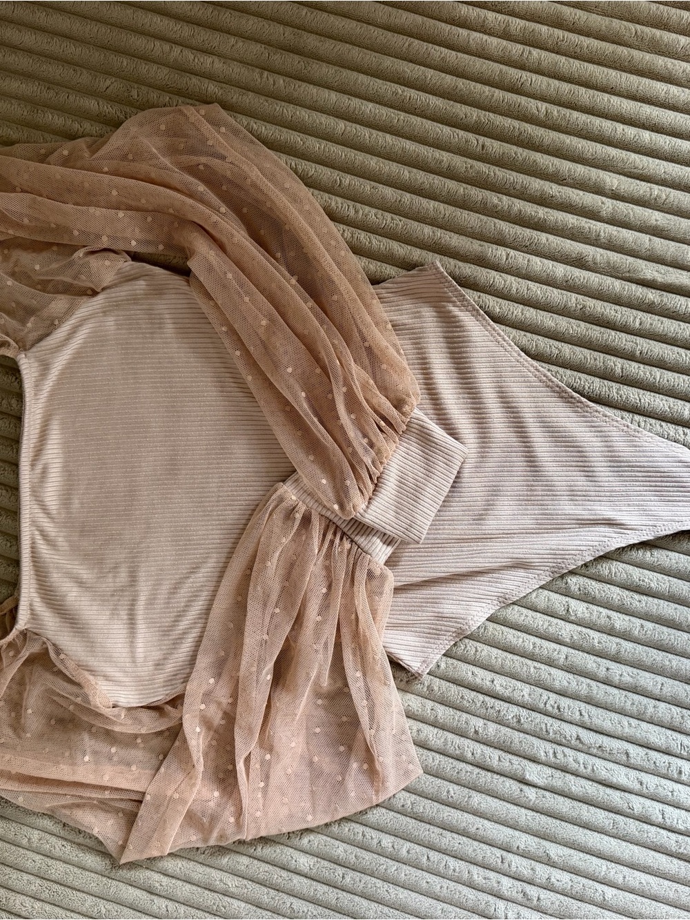 Pink Lily “Tried your best” Beige Swiss Dot Bodysuit - Picture 6 of 6